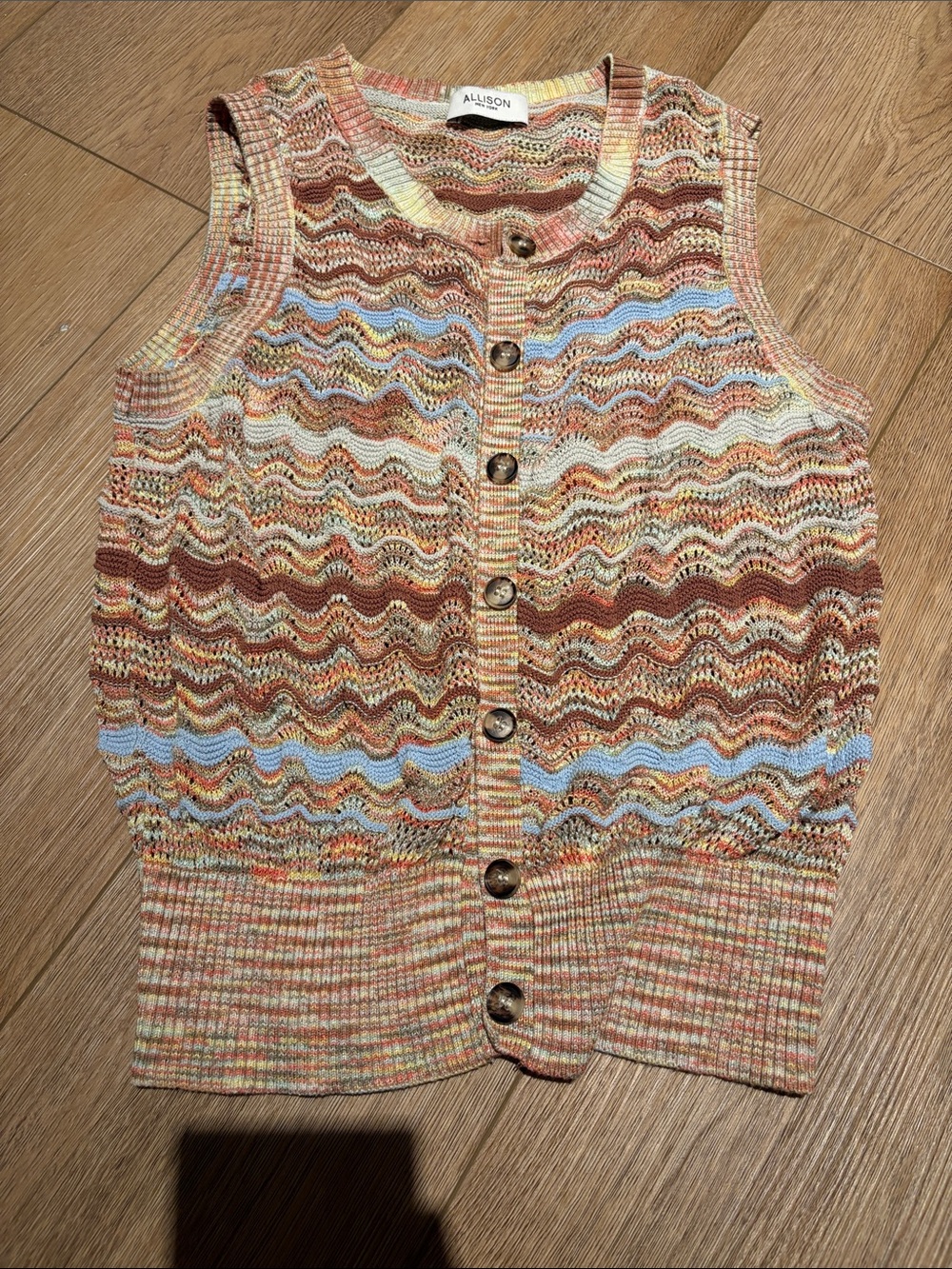 Allison New York Multicolor Knit Button-Front Vest Top